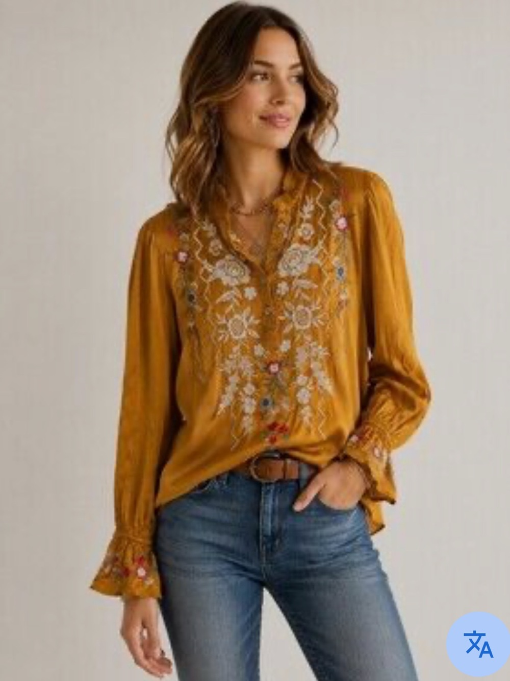 JOHNNY WAS Roma Victorian Prairie Blouse in Topaz Small EUC 171